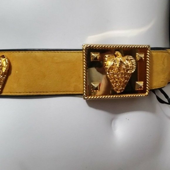Vtg 90s ESCADA Belt Suede Leather Gold embellished main image 7
